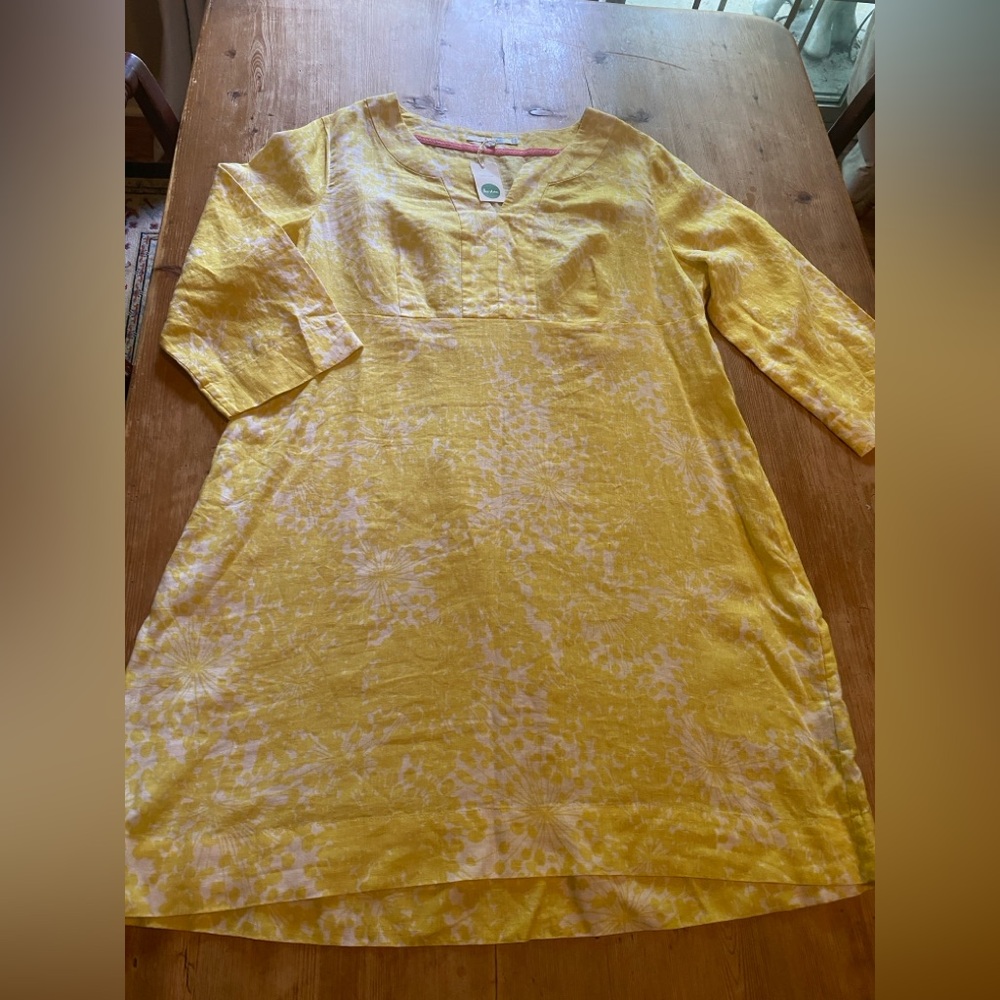 Boden yellow linen dress, bnwt